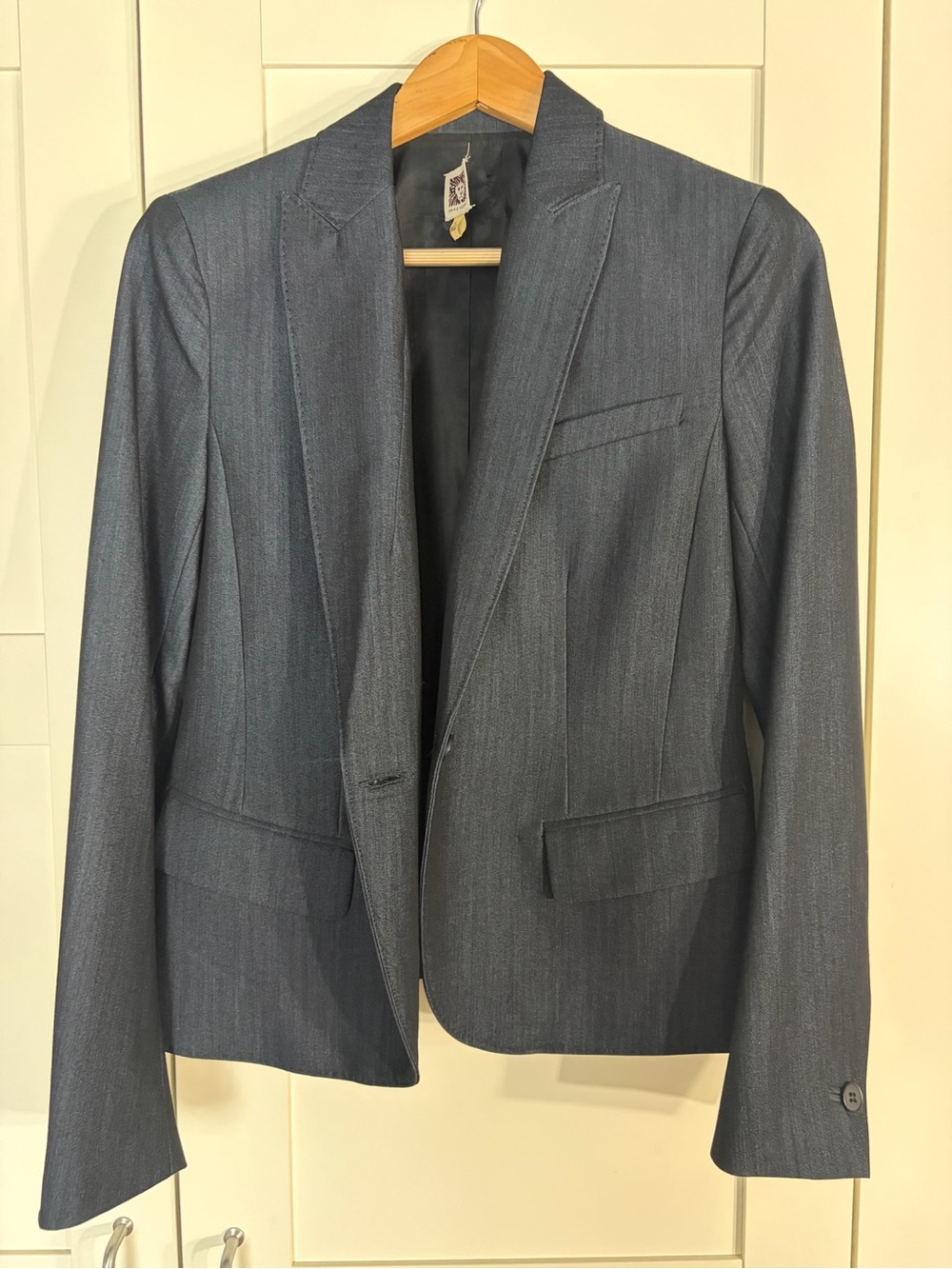Anne Klein Dark Charcoal Pinstripe Blazer W